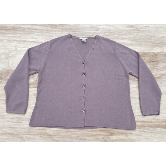 J. Jill Sweater V-Neck Button Down Knit Cardigan Sweater Women's Violet XL‎ - Picture 1 of 5